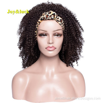 High Quality Black Hairband Wig Medium Length African Wigs for Black Women Afro Kinky Curly Headband Synthetic Hair Wigs